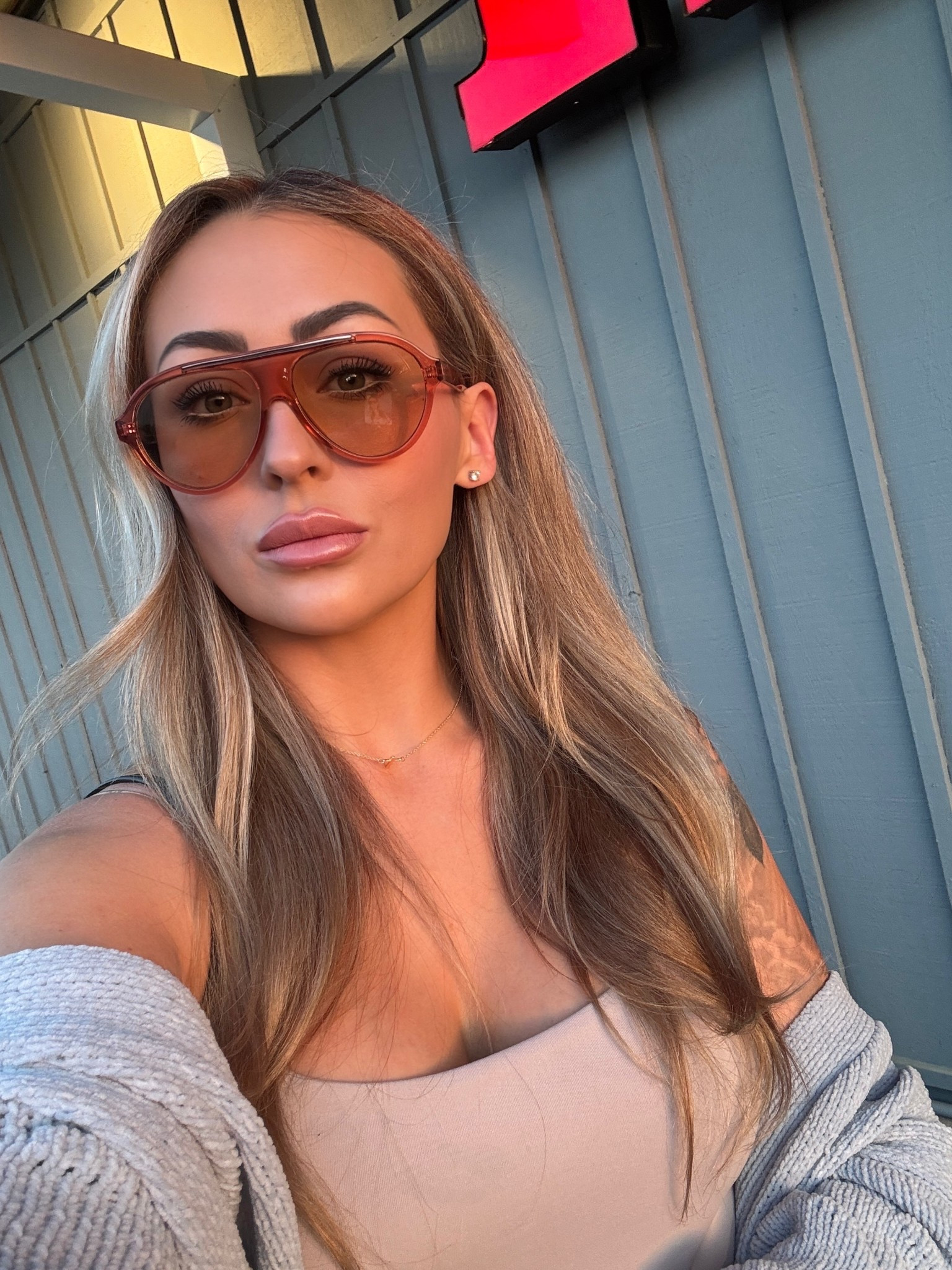 Casual Everyday Wear | Nude Tank Top, blue crochet cardigan, oversized aviator sunglasses, natural makeup 

#casualoutfit #style

#LTKootd #LTKdayinmylife #LTKgrwm