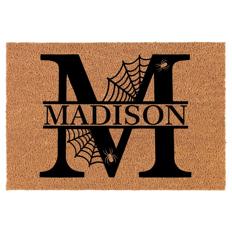DMC1 Custom Personalized Gift Coir Welcome Doormat Door Mat Family Name Initial Monogram Hallowee... | Etsy (US)