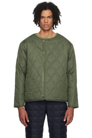 Khaki Zip Reversible Down Jacket | SSENSE