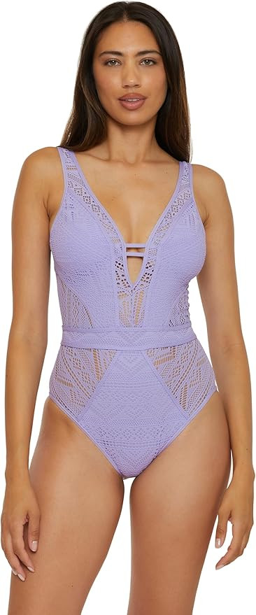 Color Play One Piece Swimsuit, Plunge Neck, Crochet, Bathing Suits for Women | Amazon (US)