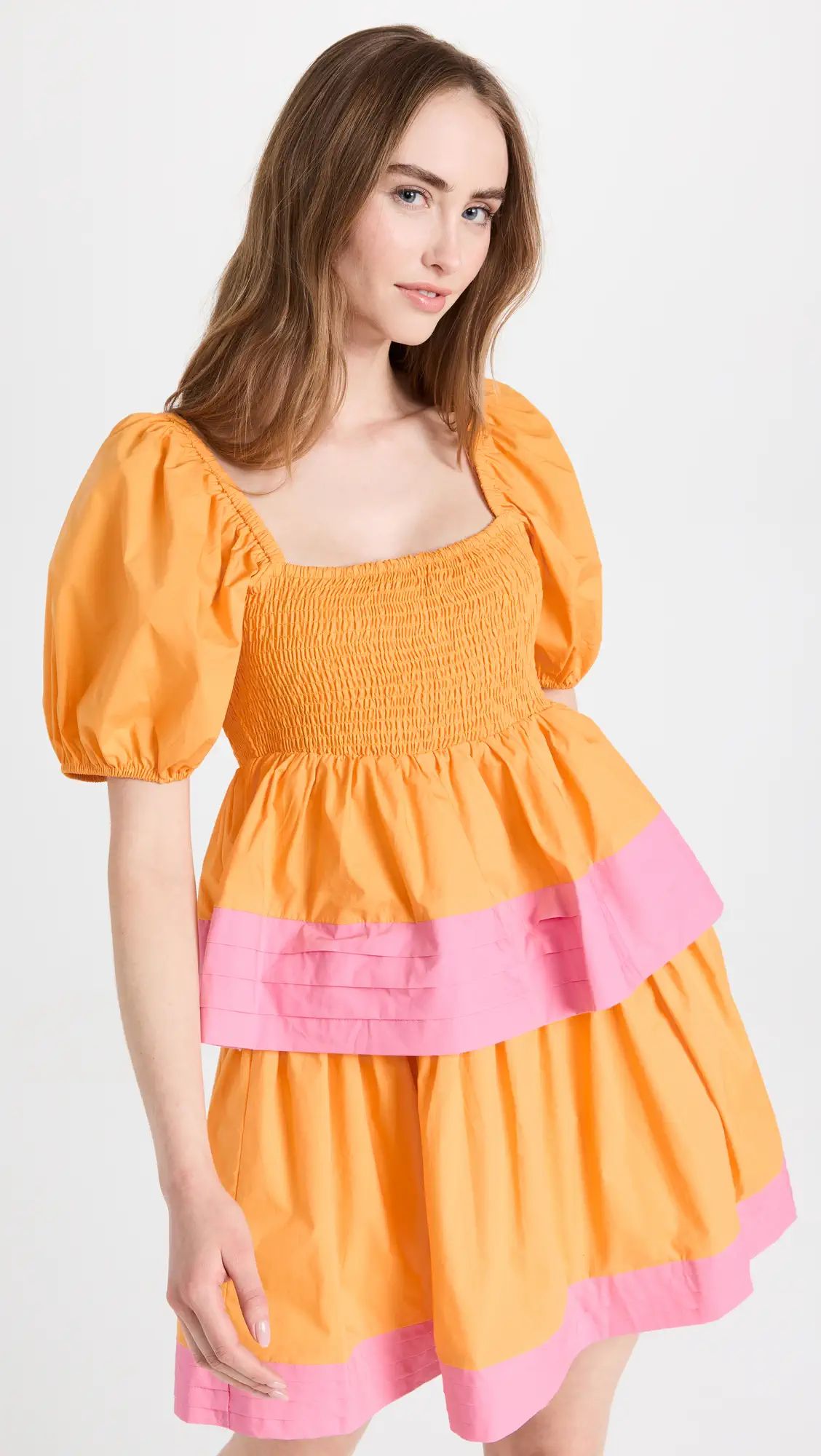 English Factory Colorblock Smocked Tiered Mini Dress | Shopbop | Shopbop