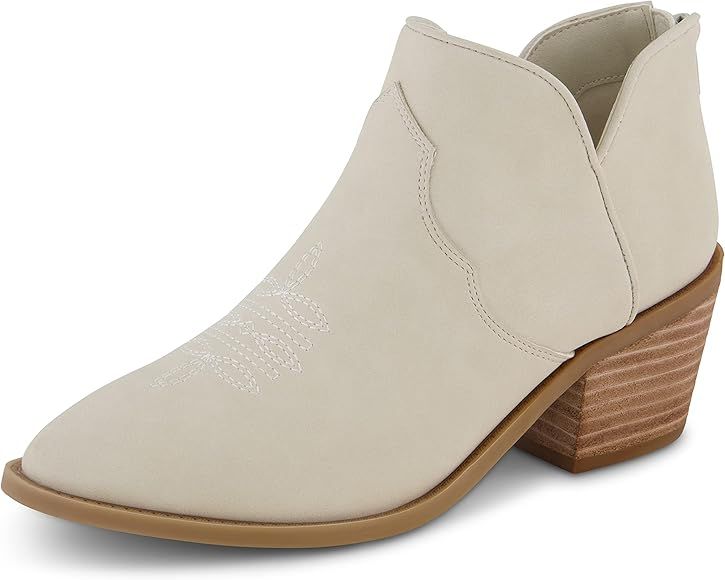 Women's Rodeo Western Ankle Boot +Memory Foam, Wide Widths Available, Ivory 7 | Amazon (US)