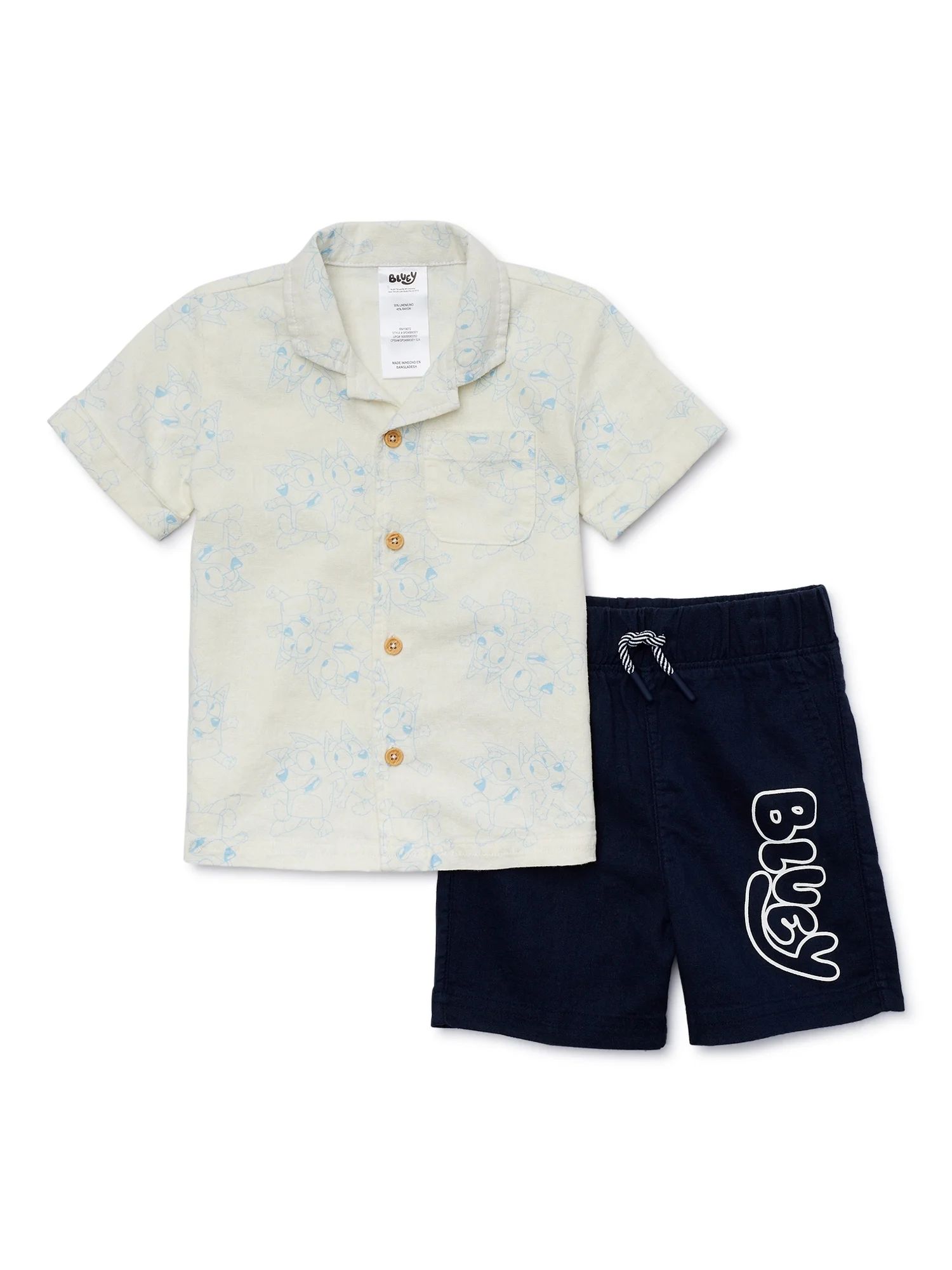 Bluey Toddler Boys Button Front Top and Shorts Set, 2-Piece, Sizes 2T-5T | Walmart (US)