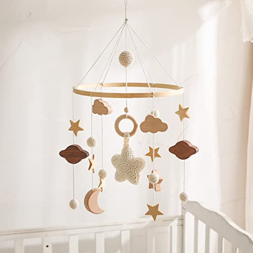 let's make Baby Crib Mobile for Boys Girls| Boho Nursery Mobile| Gender Neutral Hand-Crocheted Mobile| Ceiling Mobile - Stars, Clouds, Moon | Amazon (US)