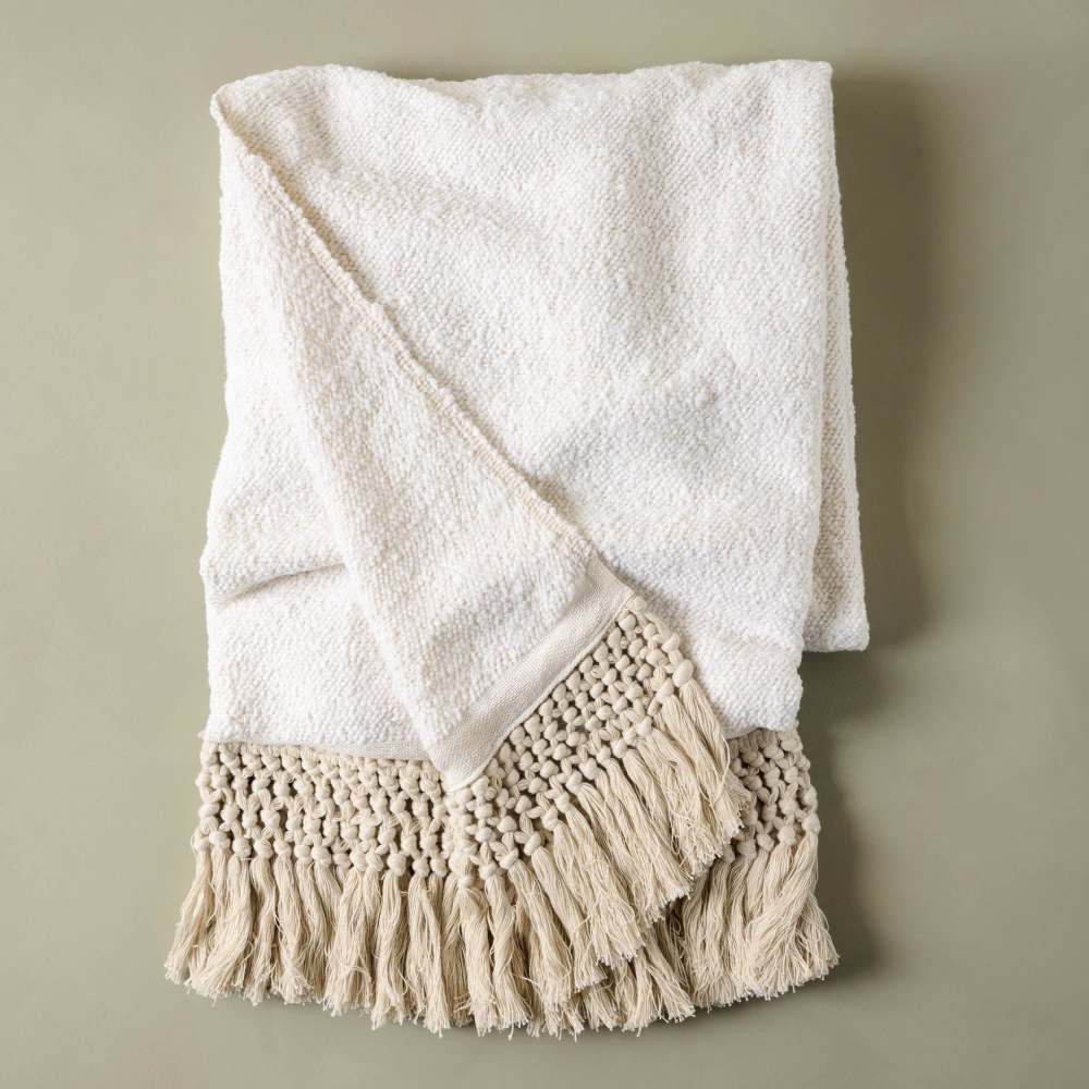 Antique White Essential Tassel Throw | Magnolia