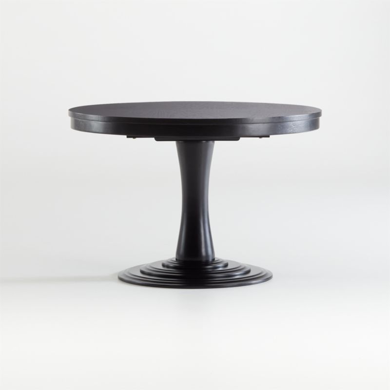 Aniston Black 45" Round Extension Dining Table + Reviews | Crate & Barrel | Crate & Barrel