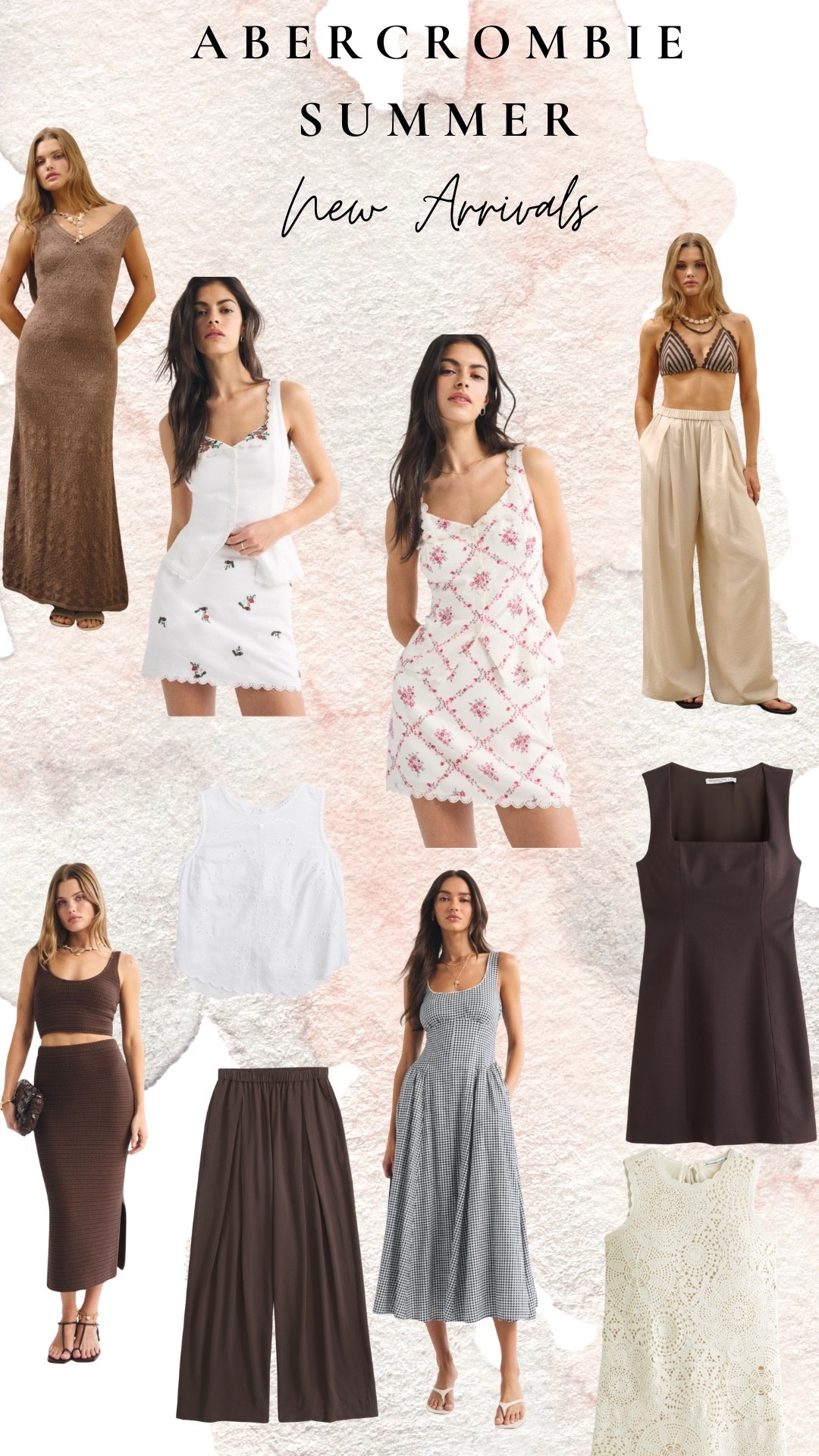 @abercrombie summer new arrivals are giving every vibe right now. From the floral scallop mini to the gingham midi, the chocolate brown co-ord set to the wide leg linen pants, this drop is genuinely one of their best. I linked every piece so you can shop directly through my LTK. These sell fast so do not wait on the floral ones.

Abercrombie summer new arrivals, Abercrombie floral mini dress, Abercrombie scallop dress, Abercrombie linen pants, Abercrombie gingham dress, Abercrombie brown co-ord set, Abercrombie summer 2026, Abercrombie wide leg pants, summer dress trends 2026, affordable summer fashion, coastal summer style, feminine summer outfits

#LTKfindsunder100 #LTKstyletip #AbercrombieSummer #SummerDresses2026 #ScallopDress #SummerFashion #CoastalStyle

#LTKootd #LTKWorkwear #LTKxAbercrombie