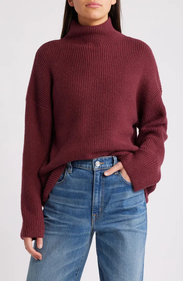 Treasure & Bond Relaxed Turtleneck Cotton Blend Sweater | Nordstrom | Nordstrom