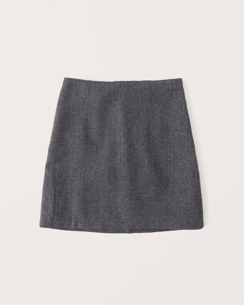 Wool-Blend Plaid Mini Skirt | Abercrombie & Fitch (US)