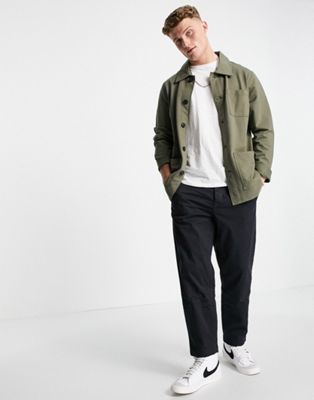 Jack & Jones Premium sweat worker jacket in khaki | ASOS (Global)