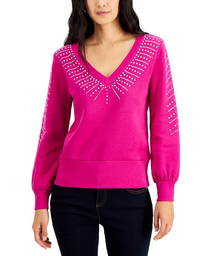 INC International Concepts Rhinestone-Embellished Sweater, Created for Macy's & Reviews - Sweater... | Macys (US)