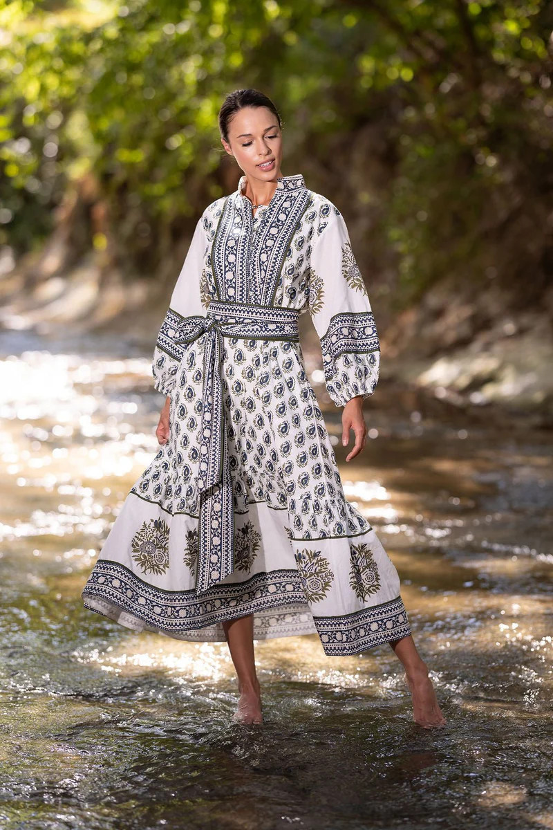 FINAL SALE Sue Sartor Flounce™️ | Olive / Navy Wildflower Frieze | SUE SARTOR