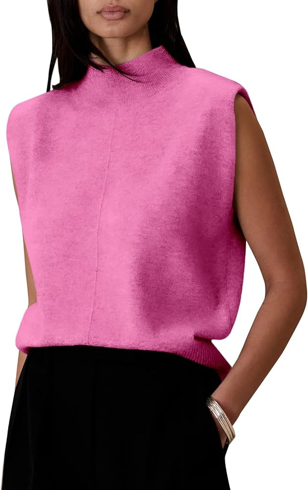 Saodimallsu Womens Summer Sweater Vest Sleeveless Mock Neck Tops Casual Knit Lightweight Work Shi... | Amazon (US)