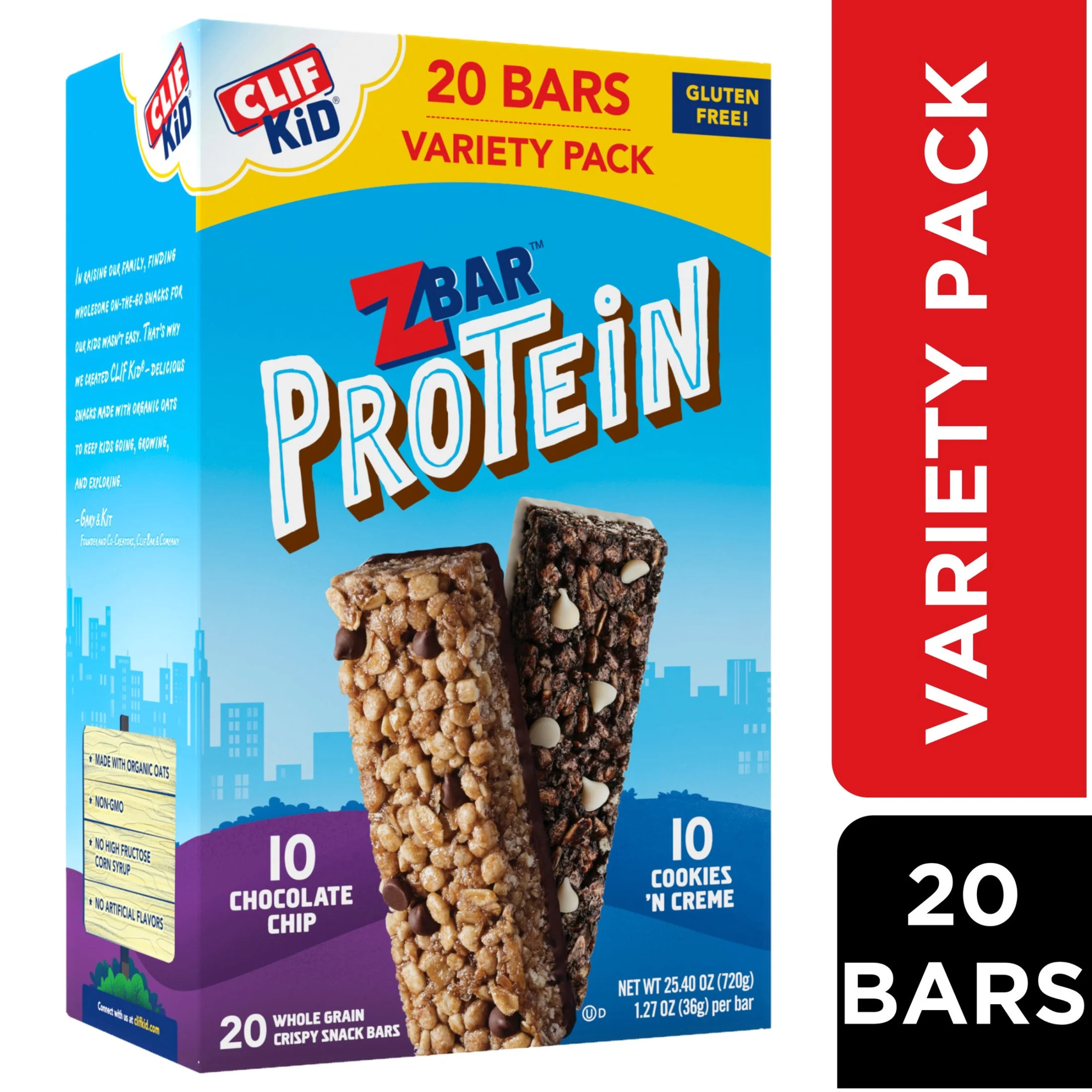 Zbar Protein Crispy Snack Bars, Variety Pack, 2 Flavors, Gluten Free Protein Bars, 20ct | Walmart (US)
