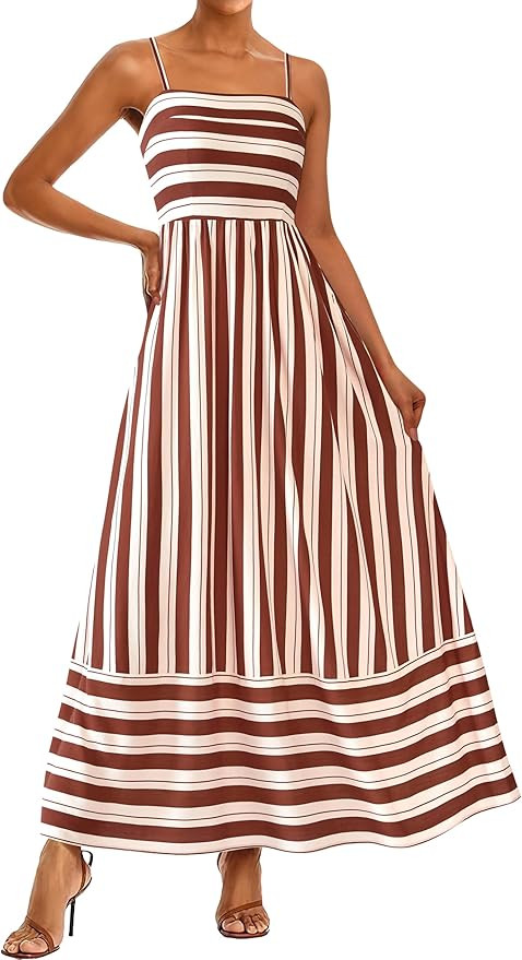 PRETTYGARDEN Summer Dresses for Women 2025 Beach Maxi Dress Spaghetti Strap Floral Boho A Line We... | Amazon (US)