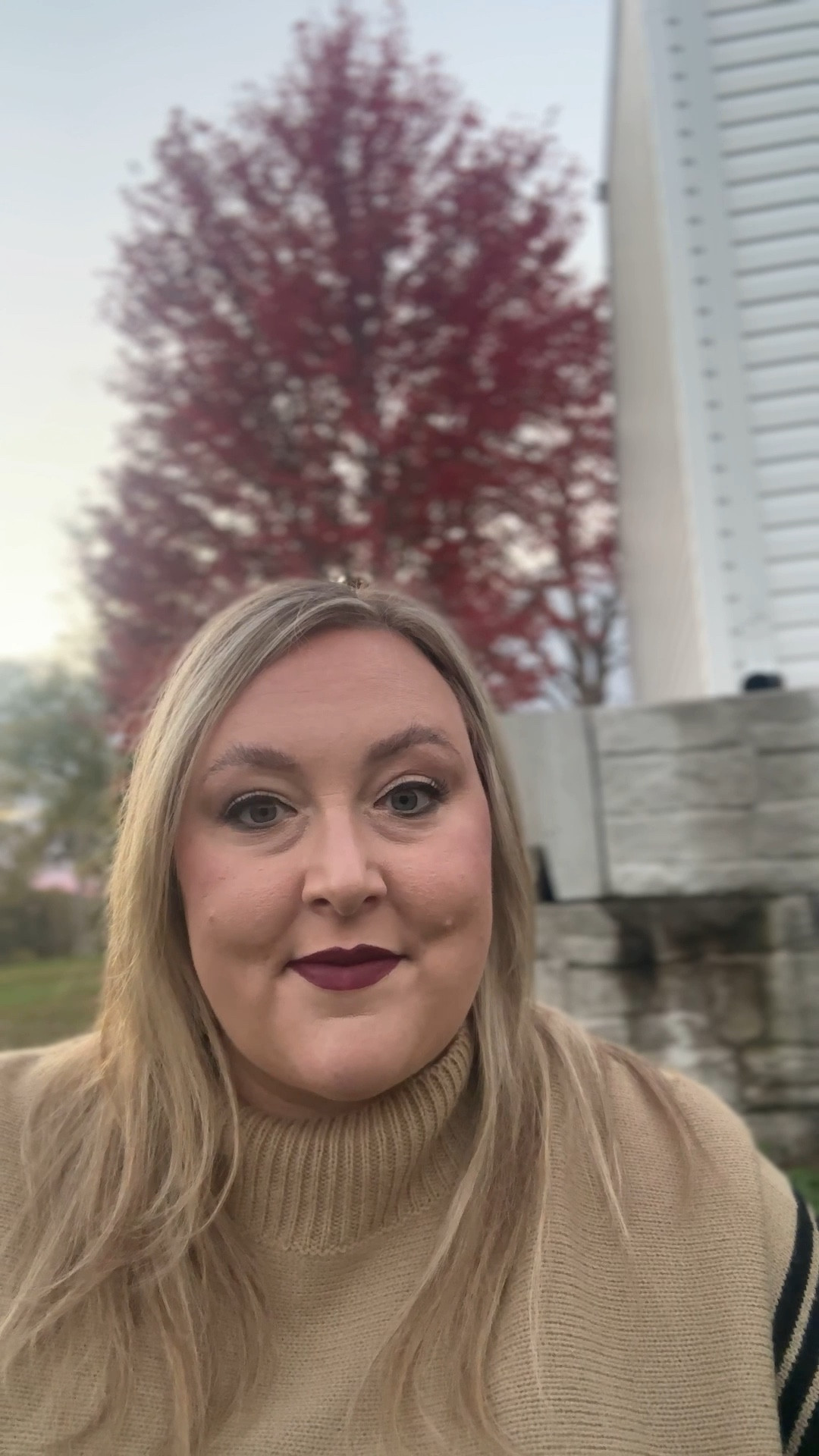 Nothing says Fall like a bold lip and matching leaves 🍷 Wearing my go-to @stilacosmetics Stay All Day Liquid Lipstick — because deep wine tones were made for sweater weather. 🍂  

#LTKSeasonal #LTKBeauty #LTKGiftGuide