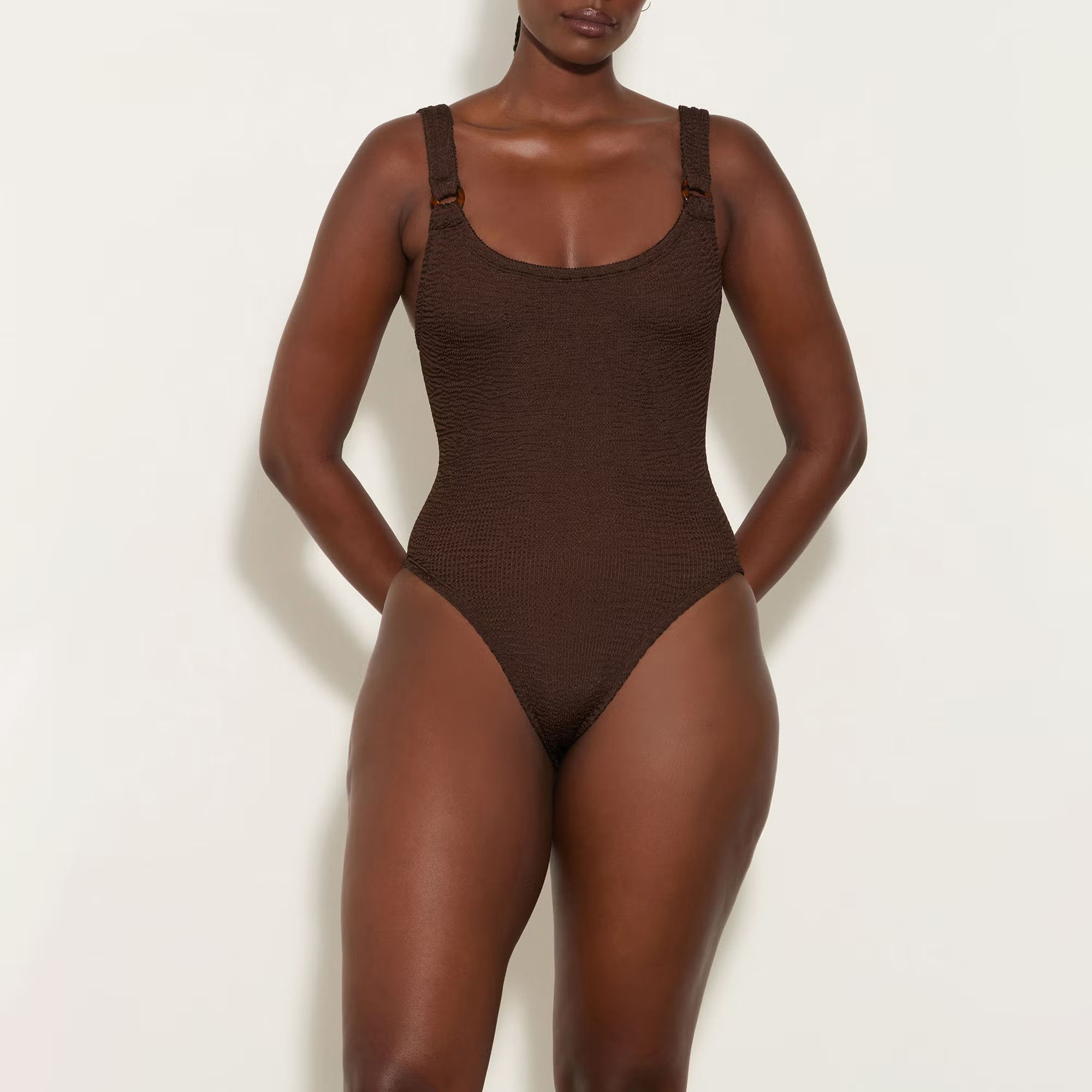 Hunza G Domino Stretch-Seersucker Swimsuit | Coggles | Coggles (Global)