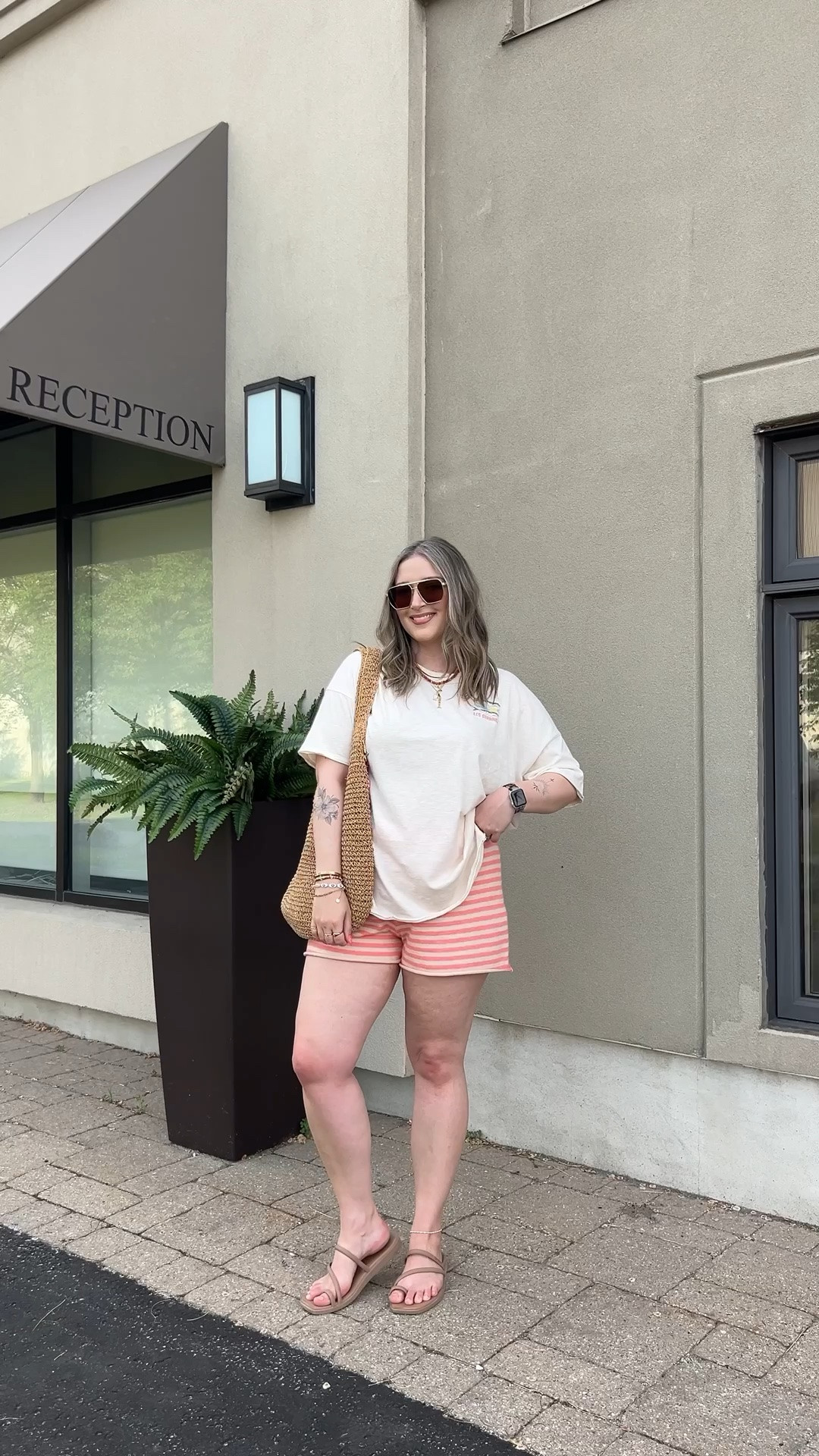 Comfy casual summer outfit! Wearing L in both the sardine graphic tee and striped shorts. Crocs sandals are super comfy, I’m a 9.5-10 and wear a 10. Canadian Crocs link under “similar products”

#LTKsale #LTKsummer #LTKmidsize