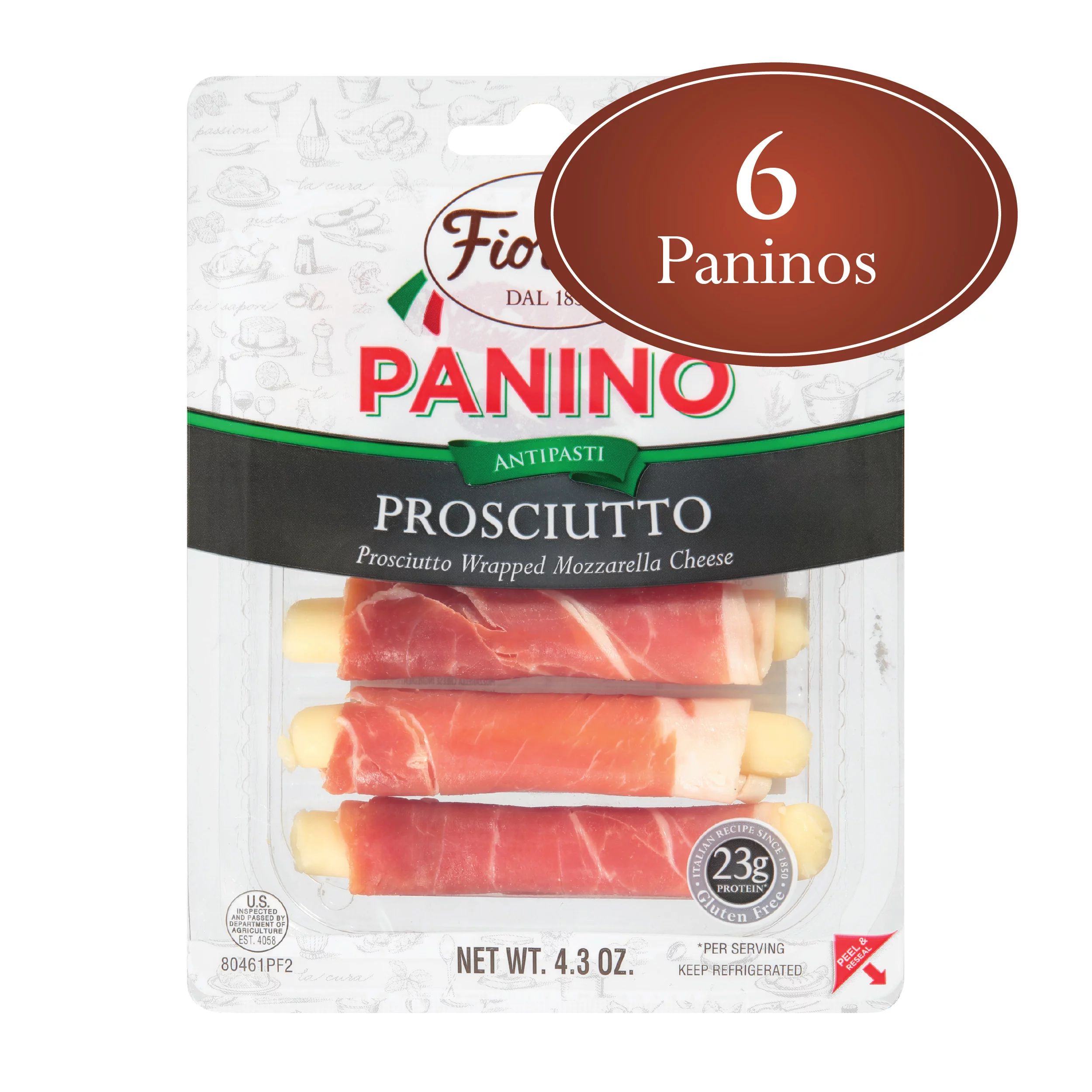 Fiorucci Gluten free Prosciutto & Mozzarella Panino, 4.3 Oz - Walmart.com | Walmart (US)