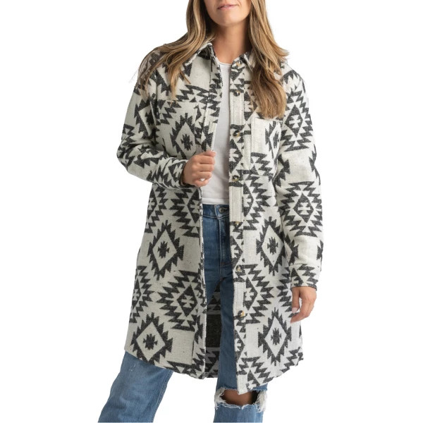 Women's LIV Outdoor Shay Long Sleeve Shacket Small Black Aztec | Scheels