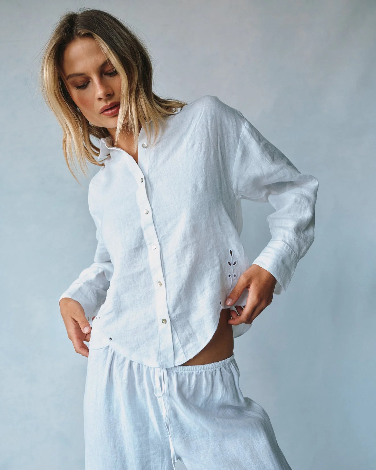 EYELET EMBROIDERED SHIRT WHT - Bella Dahl | Bella Dahl