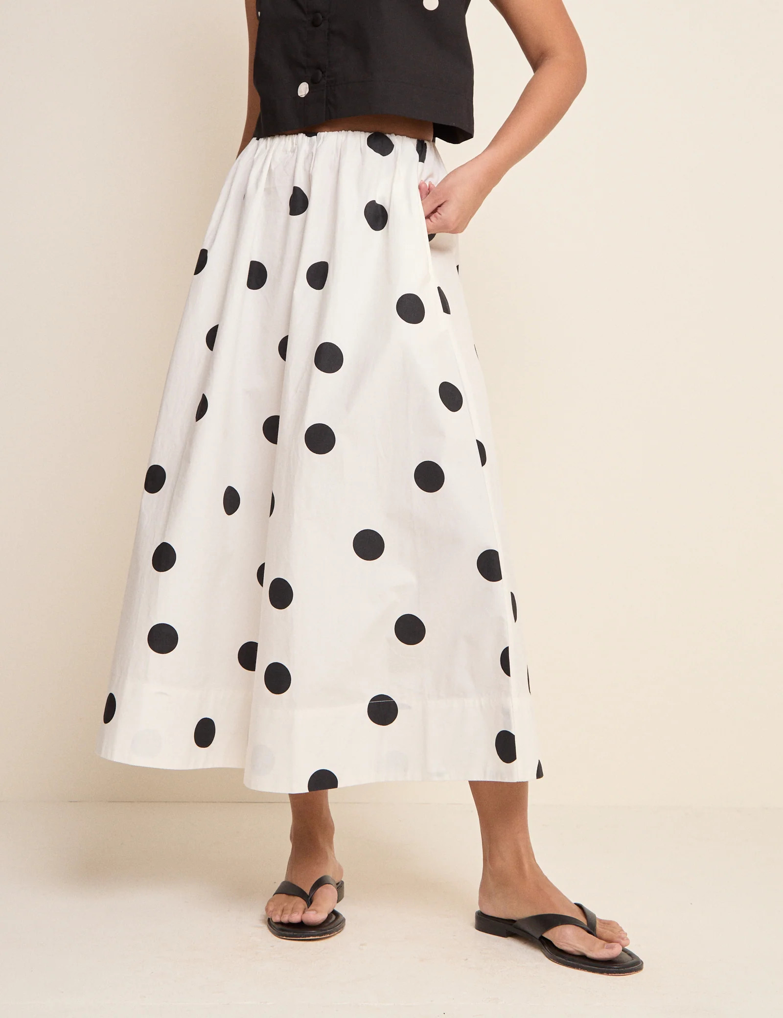Ivory Polka Dot Midi Skirt | Nobody's Child