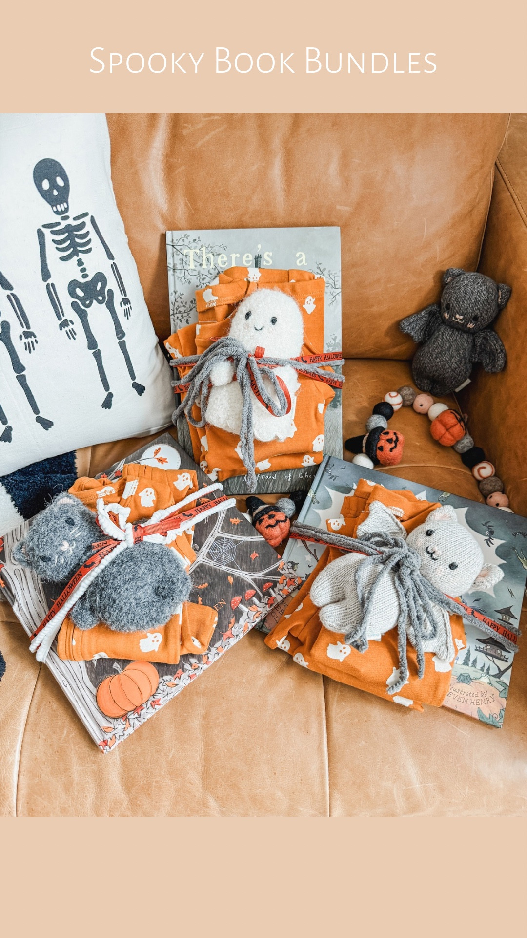 Tomorrow is the day! October 1st already 😳 honestly I blinked and September is gone 😢 buttttt it’s our favorite time of year - spooky season! I’ll give the boys these book bundles tomorrow to kick off the month (and probably still sneak in some Boo Baskets that I usually do on Oct 1 🙈). Can’t wait to break out the spooky decor!

Book bundles are such a fun way to add excitement to any season/holiday. You can wrap up books, PJs, and stuffed animals that you already have, or gift new ones if you’d like! This year we have new PJs from @lovedbaby and the boys are going to flip because they’re obsessed with “ghosties” 🥰👻