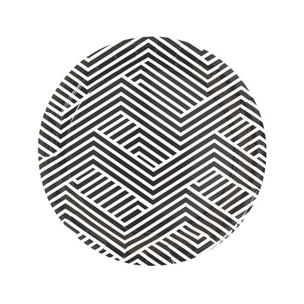 Black Overlapping Chevron Dinner Plate - Party Supplies - 8 Pieces | Walmart (US)