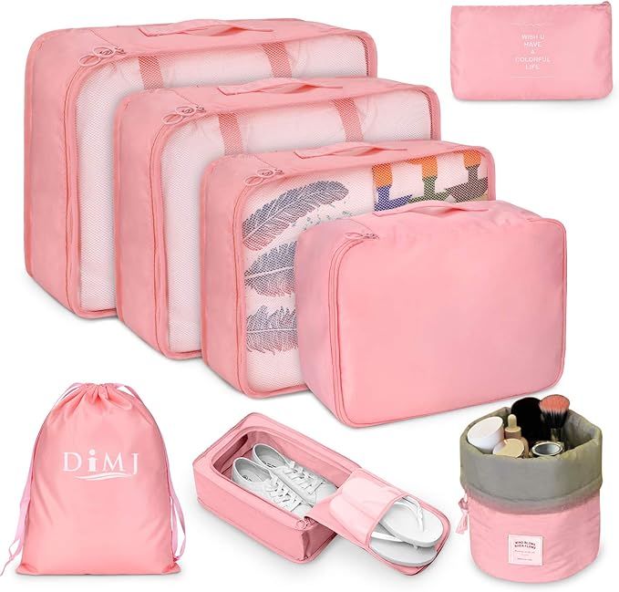 Packing Cubes for Travel, 8Pcs Travel Cubes Set Foldable Suitcase Organizer Lightweight Luggage S... | Amazon (US)