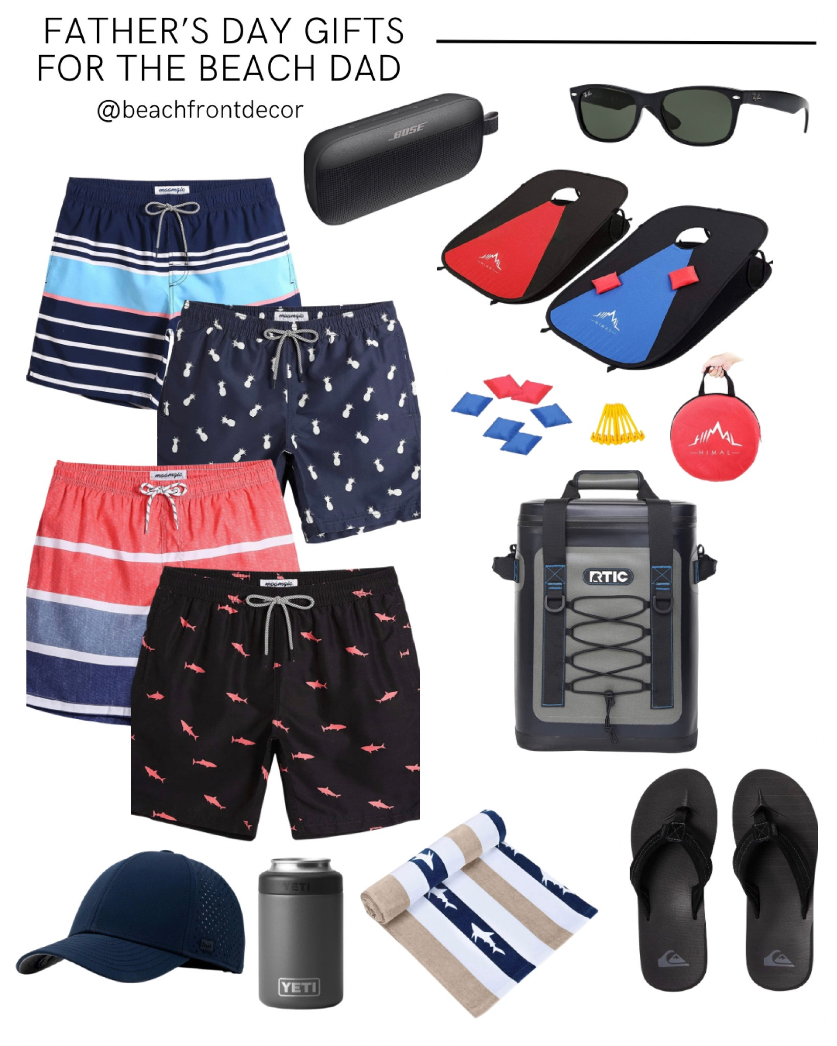 Father’s Day gift ideas 

Father’s Day, beach essentials, beach stuff, beach, dad, gifts for dad, yeti, yeti cooler, swim shorts, cornhole, flip flops, waterproof hat, towel, speaker, sunglasses



#LTKGiftGuide #LTKmens #LTKFind