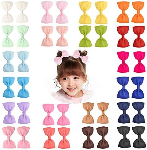 40 Pieces 2.75" Baby Girls Grosgrain Ribbon Bows Hair Bow Clips Barrettes For Girl Teens Kids Bab... | Amazon (US)