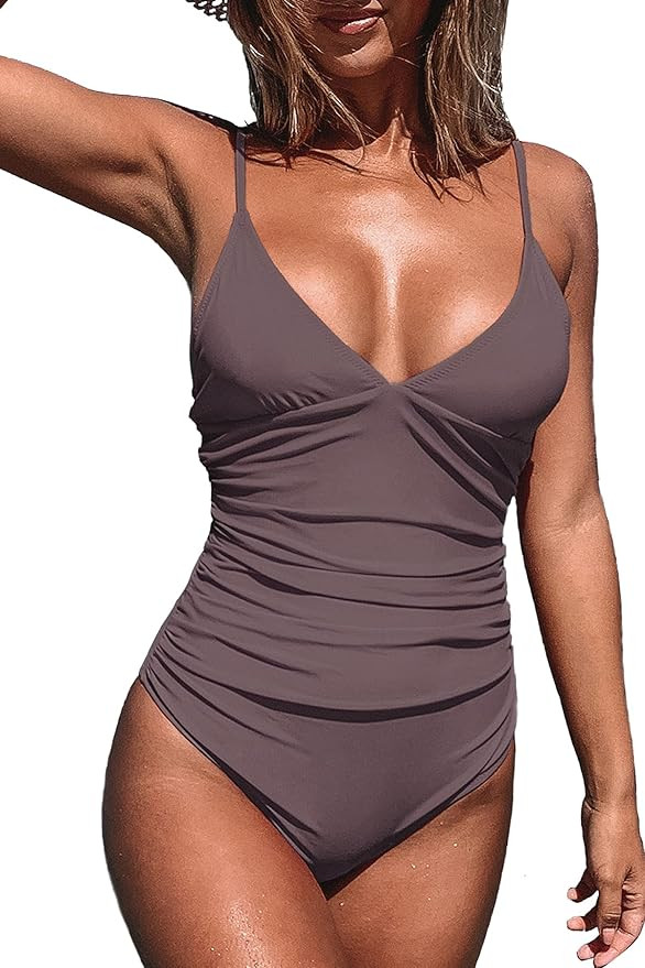 CUPSHE Women's One Piece Swimsuit Tummy Control V Neck Bathing Suits | Amazon (US)