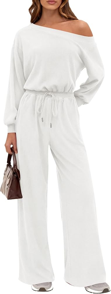 PRETTYGARDEN Womens Off Shoulder Long Sleeve Jumpsuit | Amazon (US)