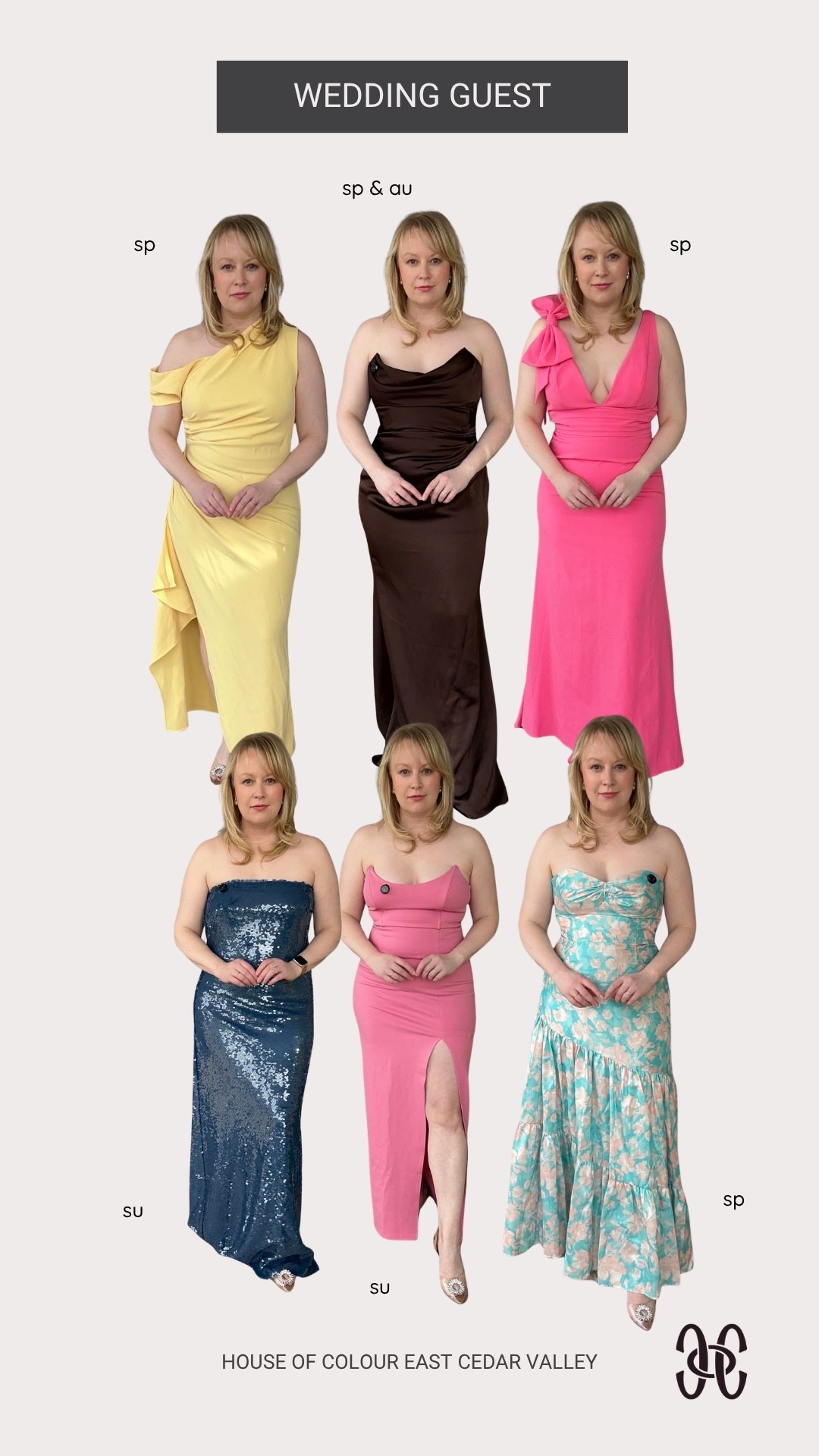 Wedding guest dresses sorted my color analysis seasons. House of Colour 

#LTKPetite #LTKWedding #LTKOver40