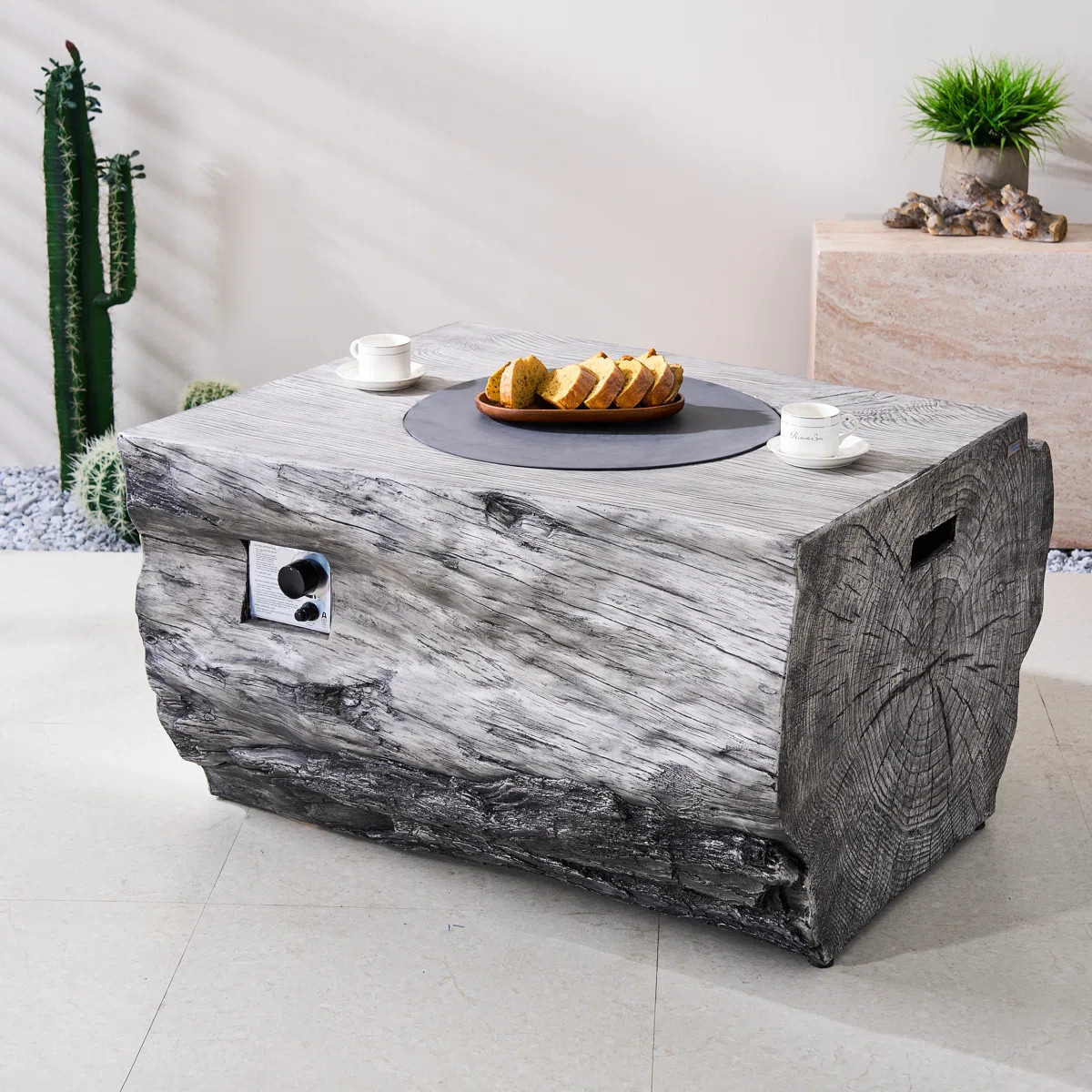 Dangelo Rectangle Stone Propane Smokeless Fire Pit Table with Hidden Fuel Tank | Wayfair North America