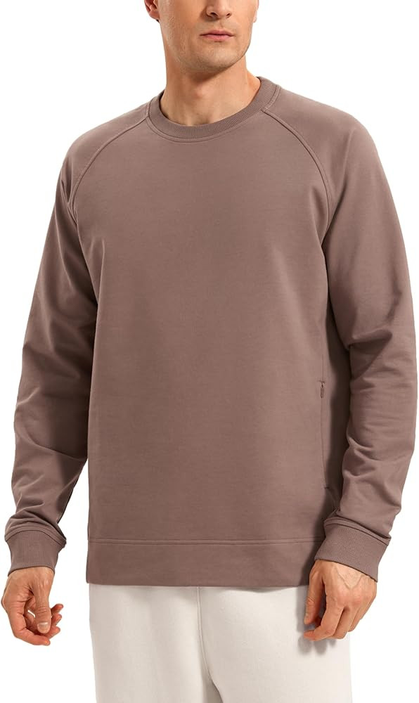 CRZ YOGA Mens Crewneck Sweatshirts French Terry Athletic Workout Sweat Shirts Casual Pullover Top... | Amazon (US)