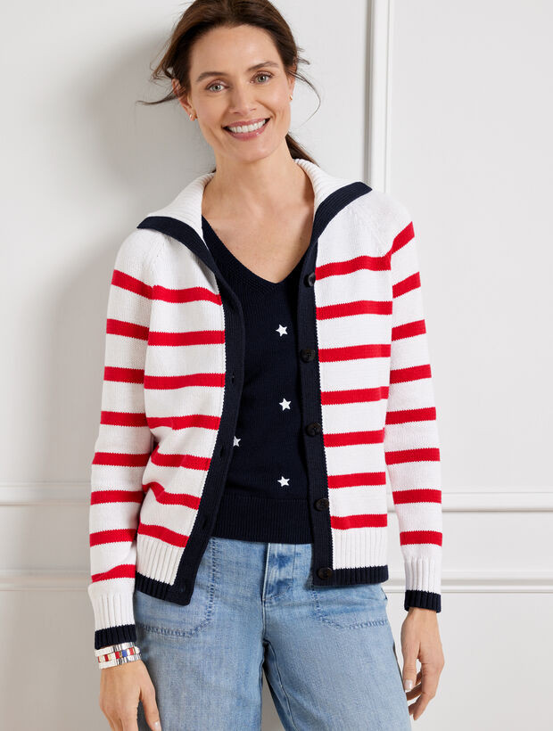 Sailor Collar Cardigan - Americana Stripe | Talbots