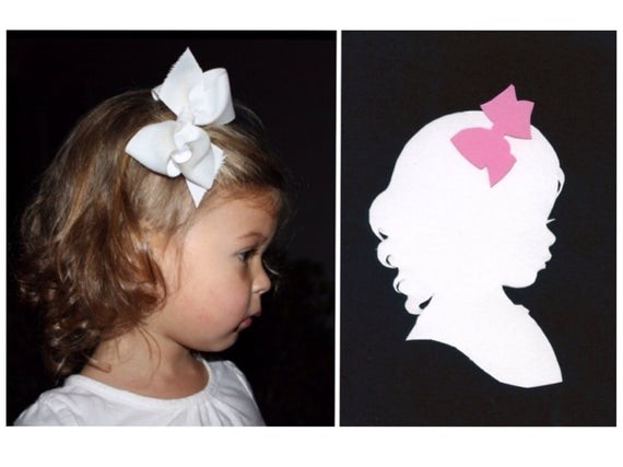 Custom Silhouette Portrait: 5x7, White Silhouette, Black Background, with Color Embellishment | Etsy (US)