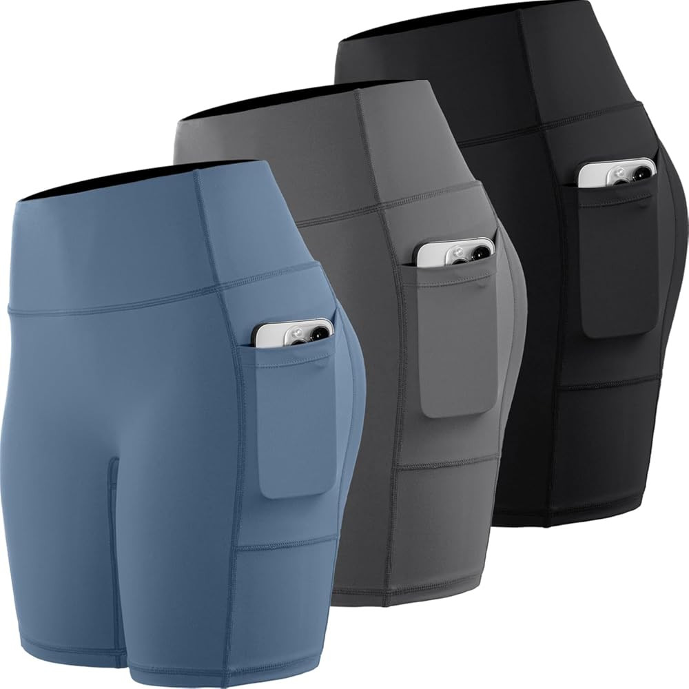 CADMUS Women's High Waist Spandex Yoga Shorts for Bike Running Two Side Pockets | Amazon (US)