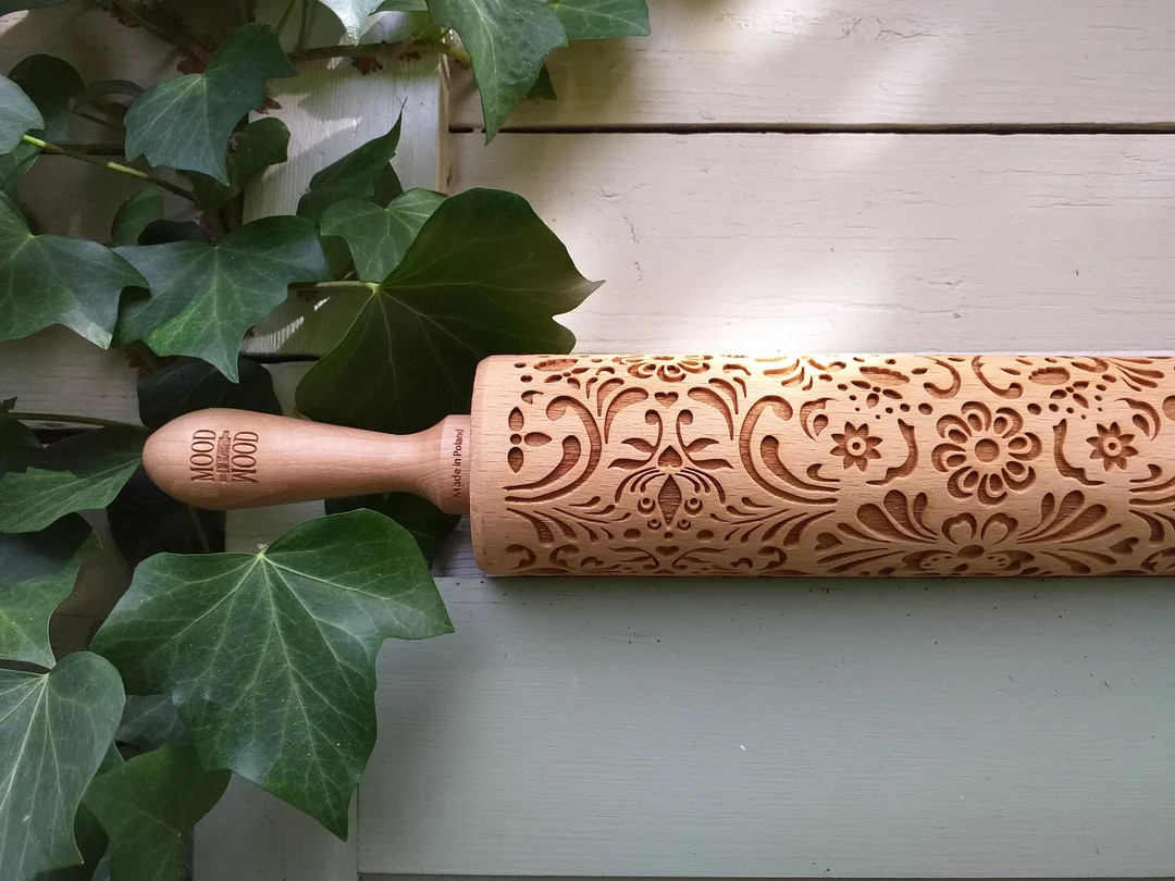 ROSEMALING Full Size Embossed Rolling Pin - Nordic folk keepsake for folk art lovers & farmhouse ... | Etsy (US)