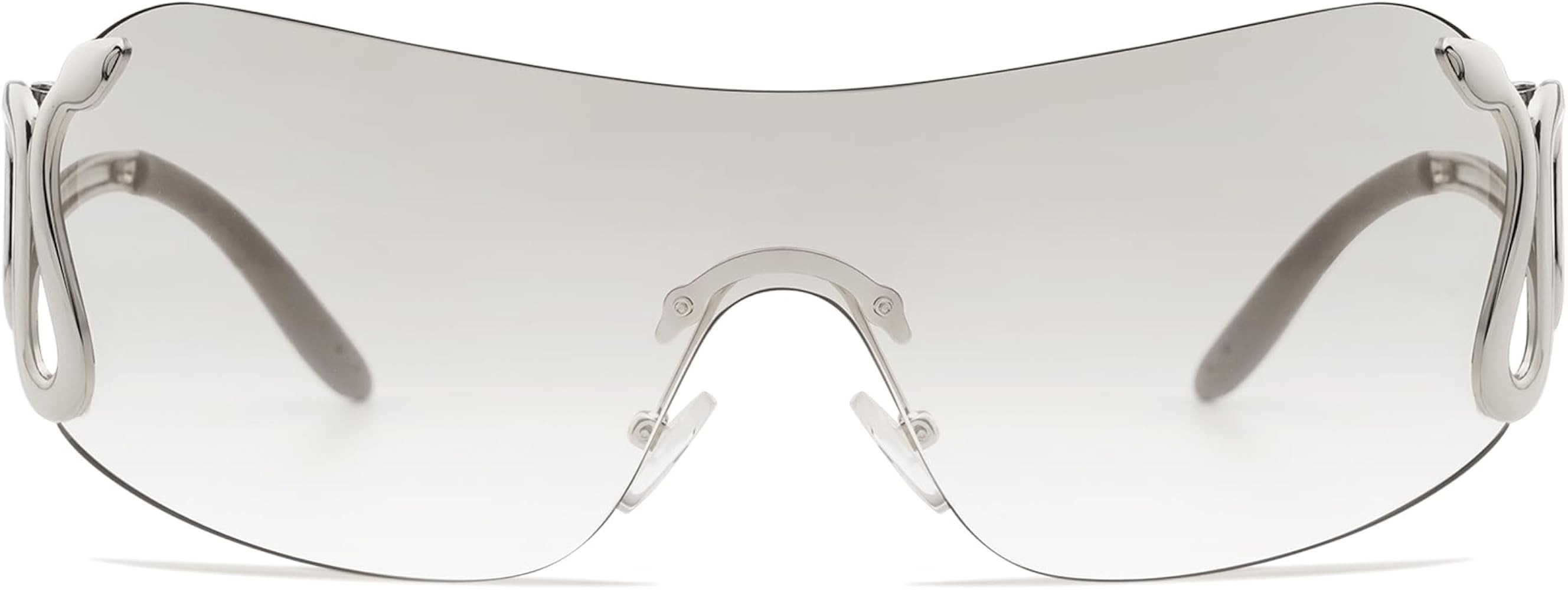Appassal Rimless Y2k Sunglasses for Women Men Trendy Wrap Around Snake Oversized Shades AP3652 | Amazon (US)