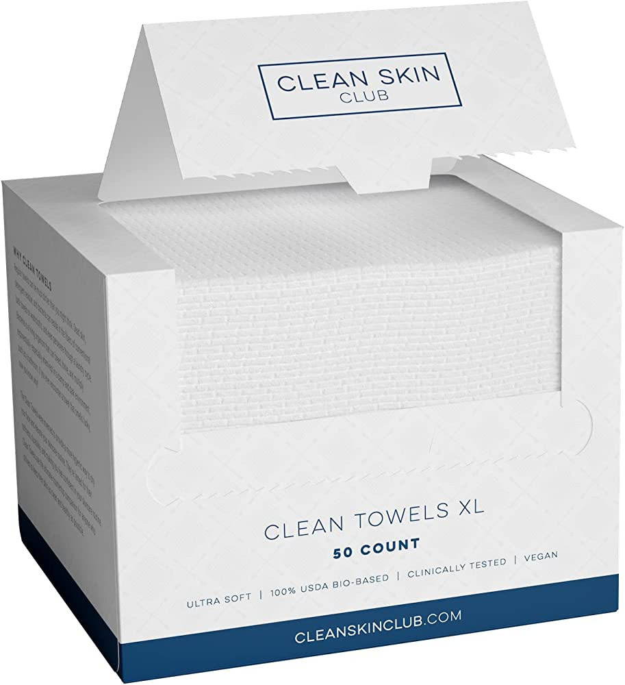 Clean Skin Club Clean Towels XL, Biobased Face Towel, Disposable Face Towelette, Facial Washcloth... | Amazon (US)