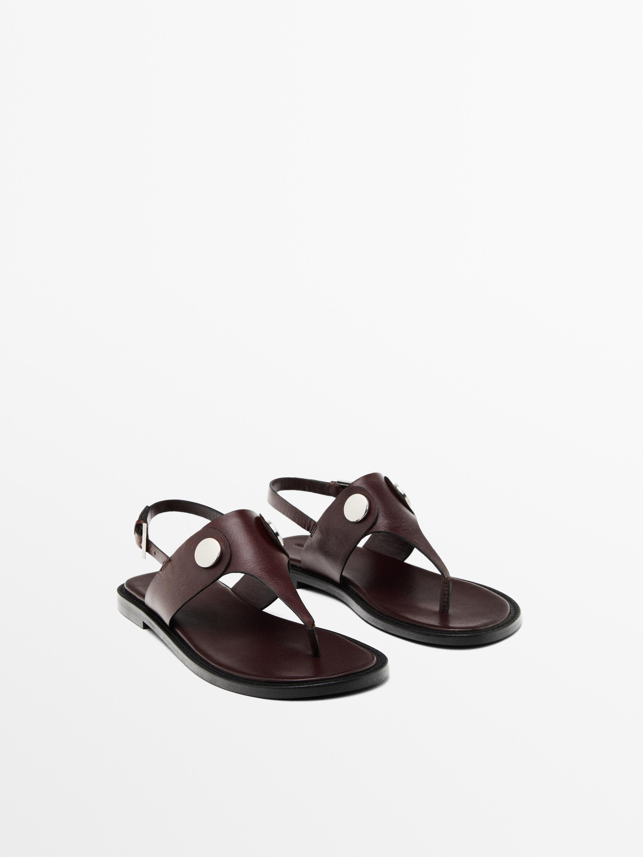 Flat sandals with buttons | Massimo Dutti UK