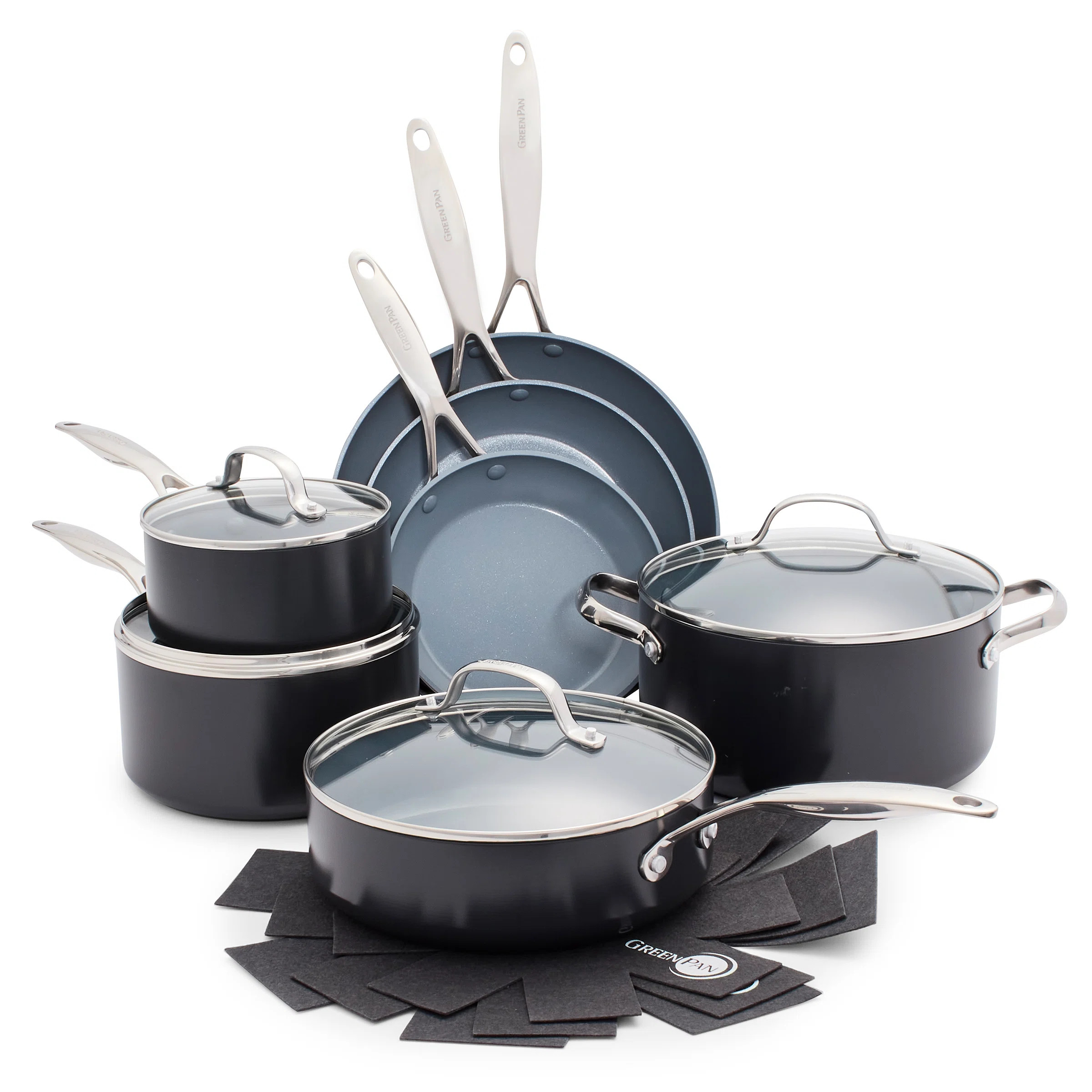 GreenPan Valencia Pro 11 Pieces Hard-Anodized Aluminum Non Stick Cookware Set | Wayfair North America