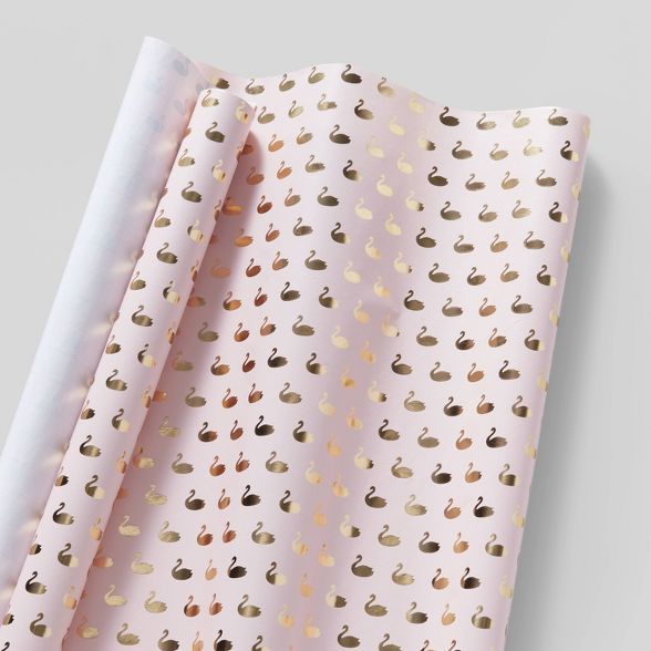 Gold Swans Gift Wrap Blush - Wondershop™ | Target