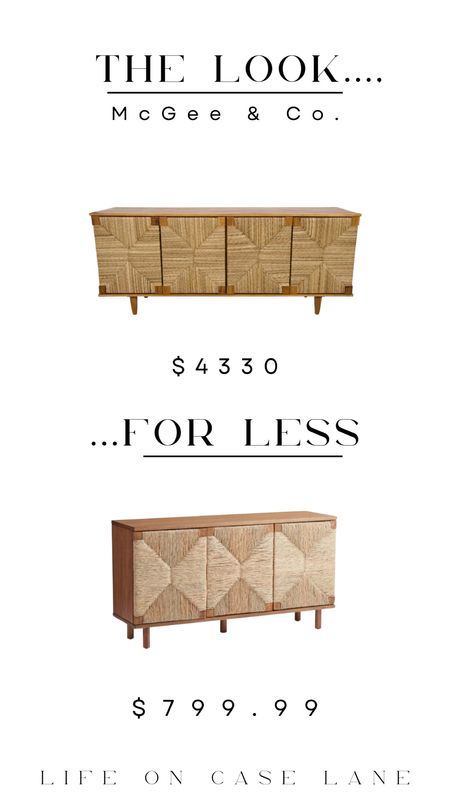 The look for less, save or splurge, rh dupe, furniture dupe, dupes, designer dupes, McGee and Co dupe, media hutch, sideboard, home furniture, trending furniture 

