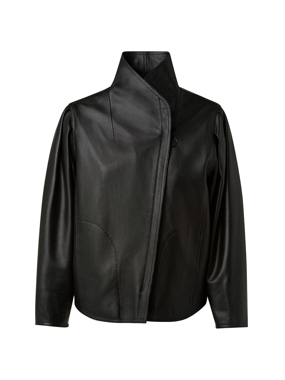 Women's Perforated Leather Biker Jacket - Black - Size 6 | Saks Fifth Avenue
