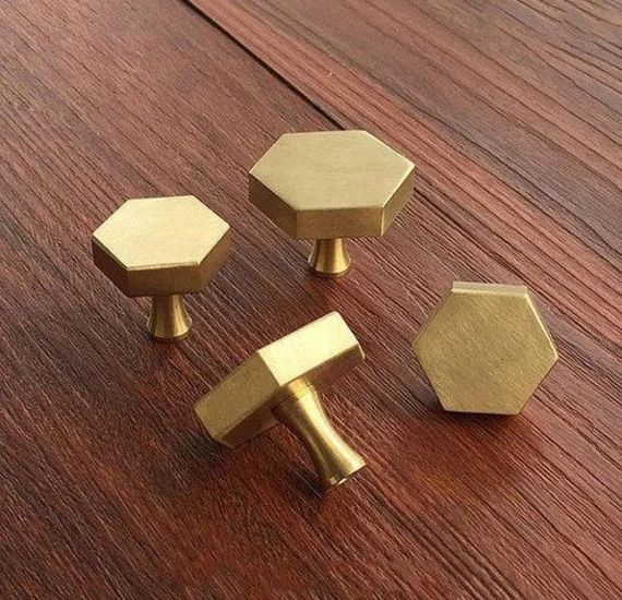 Hexagon Brass Knob Kitchen Cabinet Pulls Drawer Knob Pull | Etsy | Etsy (US)