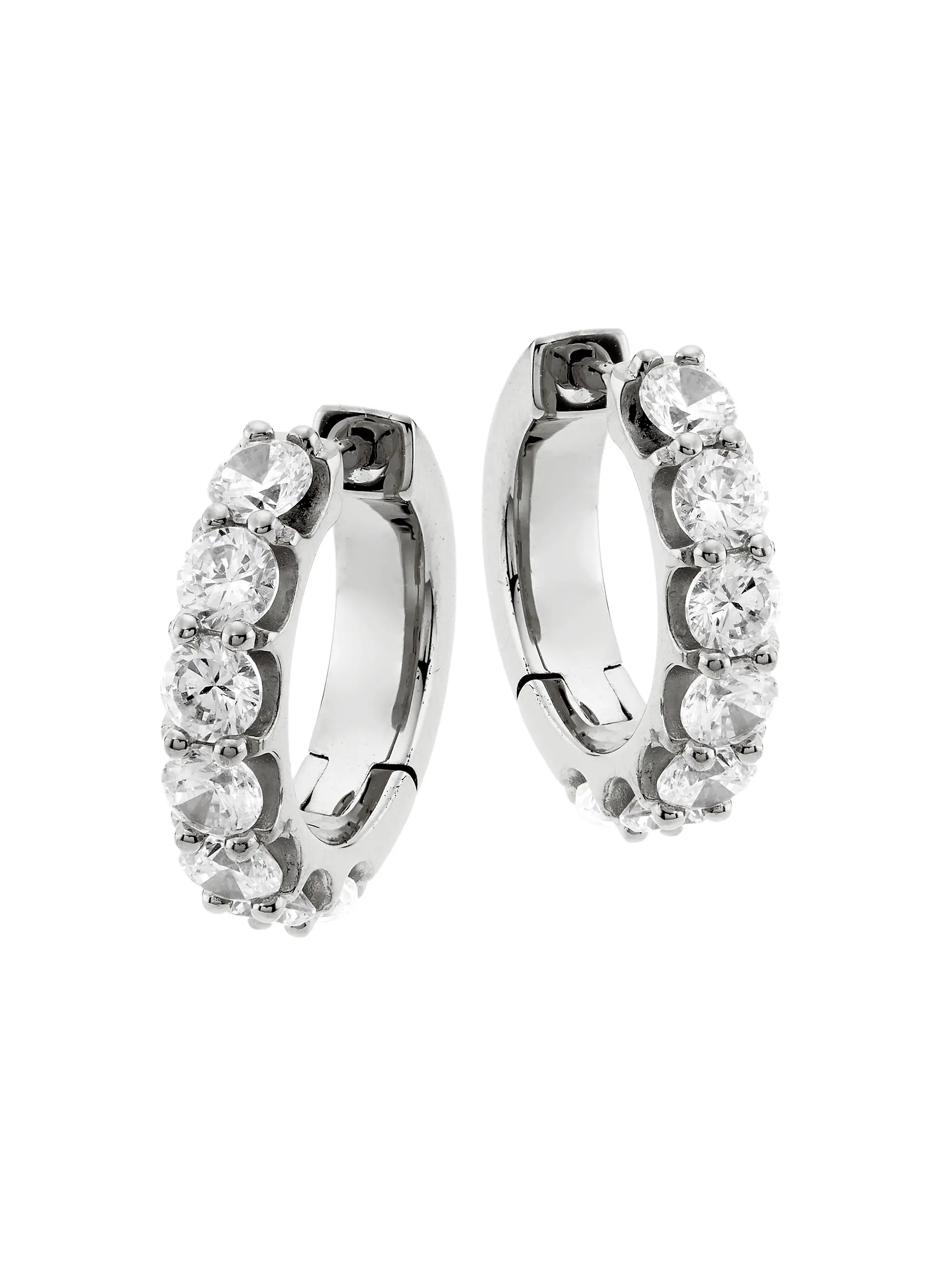 Tennis Perfect Sterling Silver & Cubic Zirconia Huggie Hoops | Saks Fifth Avenue