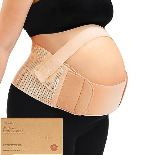2-in-1 Maternity Belly Bands for Pregnant Women - Easy to Use Pregnancy Belly Support Band for Back, Pelvic, Hip, Adjustable Maternity Belt Support, Comfortable & Soft (Classic Ivory, One Size) | Amazon (US)